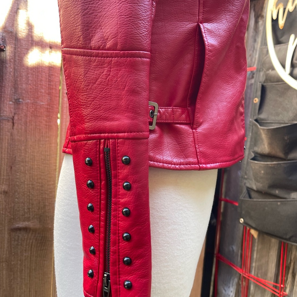Red Leather Women's Jacket - Picture 7 of 10